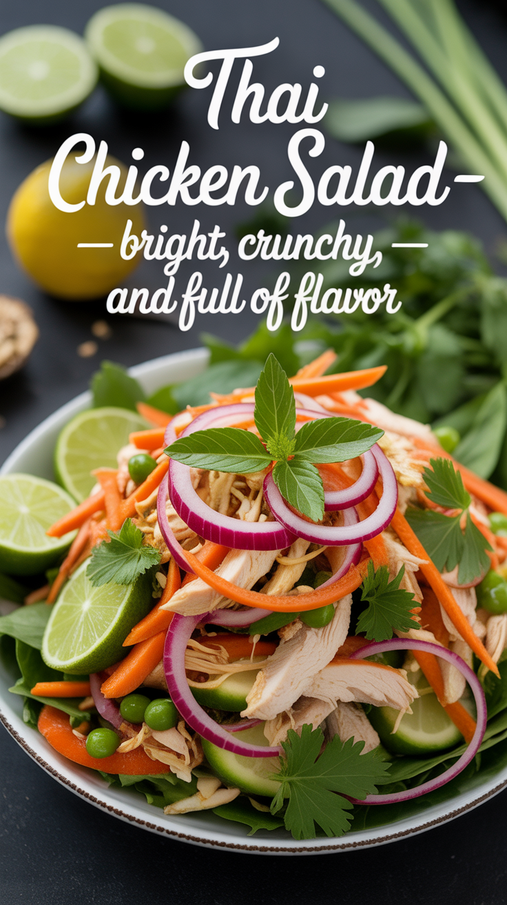 Pinterest pin for Thai Chicken Salad - Bright, Crunchy, and Full of Flavor