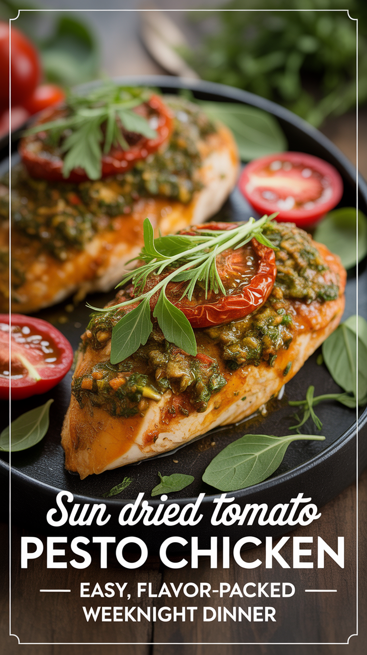 Pinterest pin for Sun Dried Tomato Pesto Chicken - Easy, Flavor-Packed Weeknight Dinner