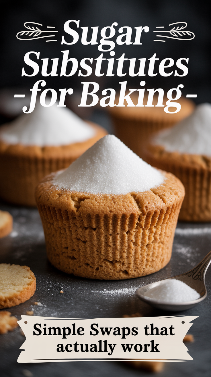 Pinterest pin for Sugar Substitutes For Baking - Simple Swaps That Actually Work