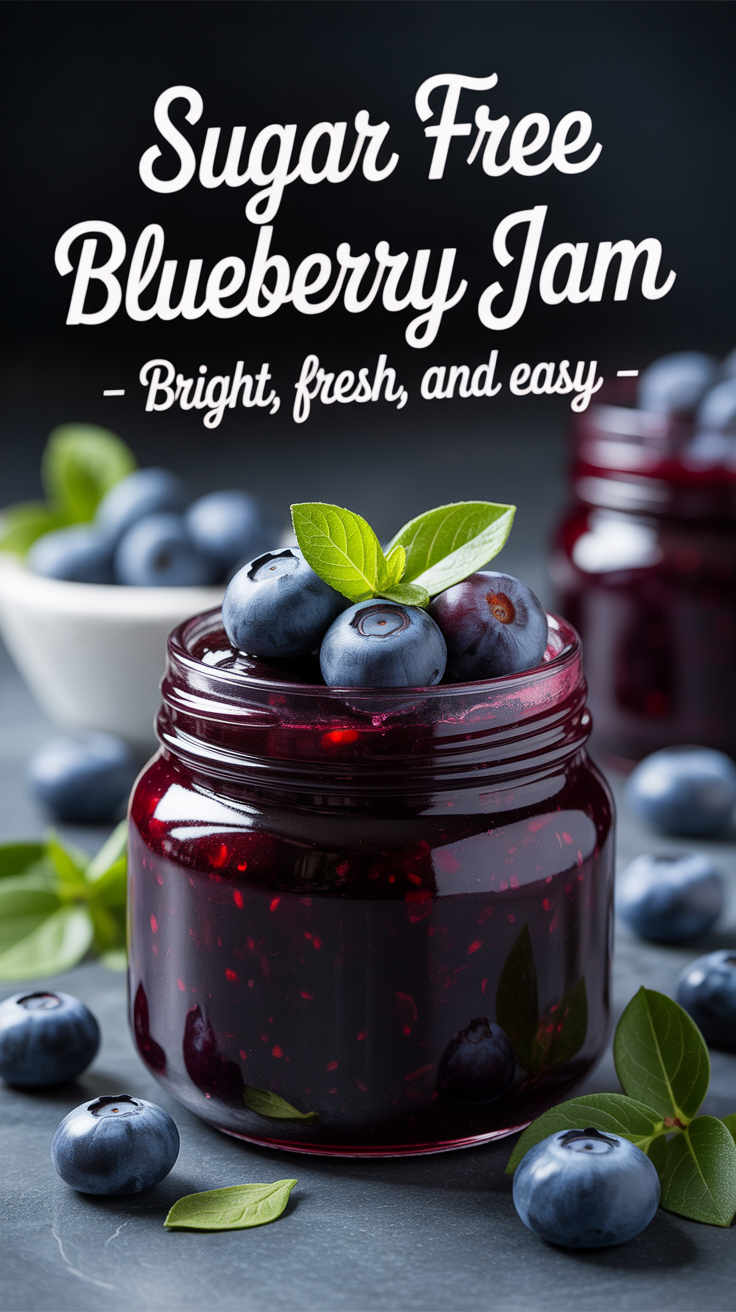 Pinterest pin for Sugar Free Blueberry Jam - Bright, Fresh, and Easy