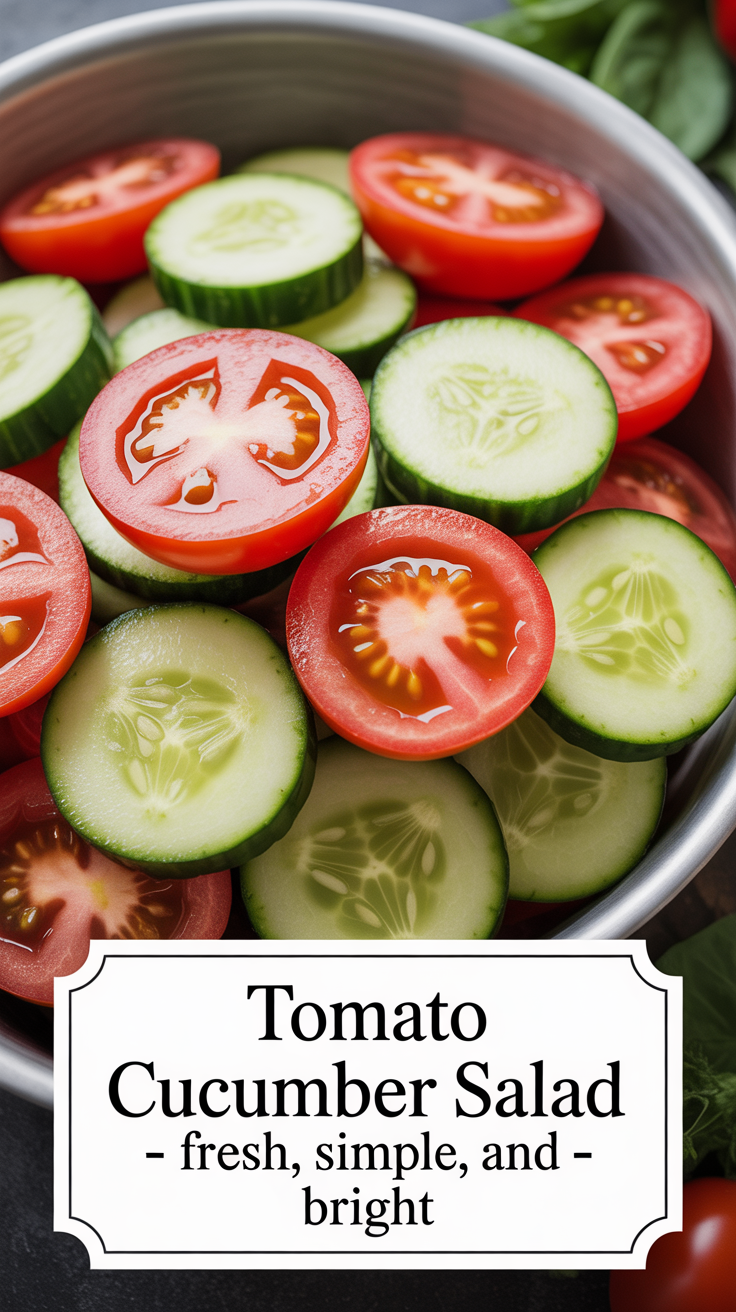 Pinterest pin for Tomato Cucumber Salad - Fresh, Simple, and Bright