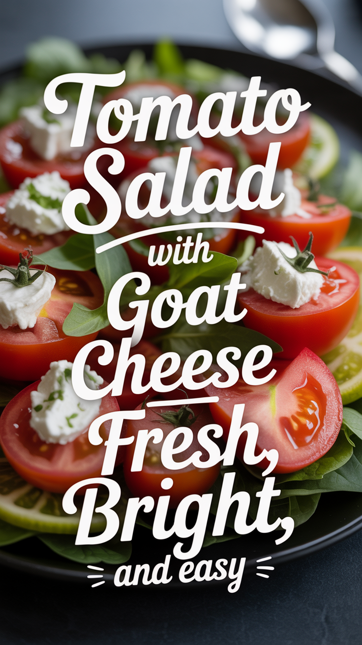 Pinterest pin for Tomato Salad With Goat Cheese - Fresh, Bright, and Easy