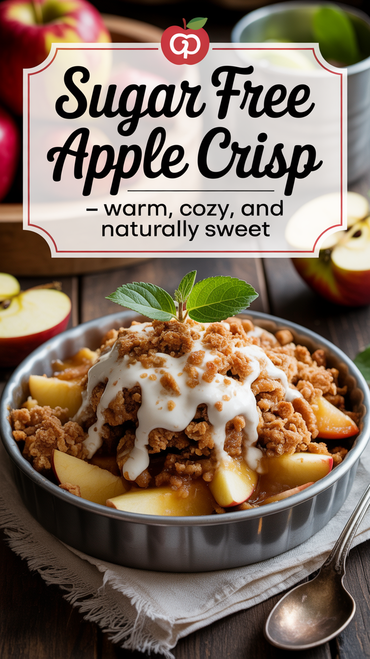Pinterest pin for Sugar Free Apple Crisp - Warm, Cozy, and Naturally Sweet