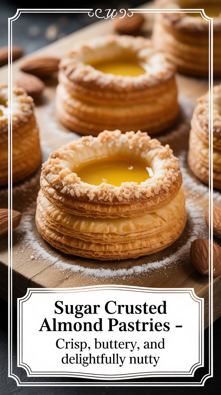 Pinterest pin for Sugar Crusted Almond Pastries - Crisp, Buttery, and Delightfully Nutty