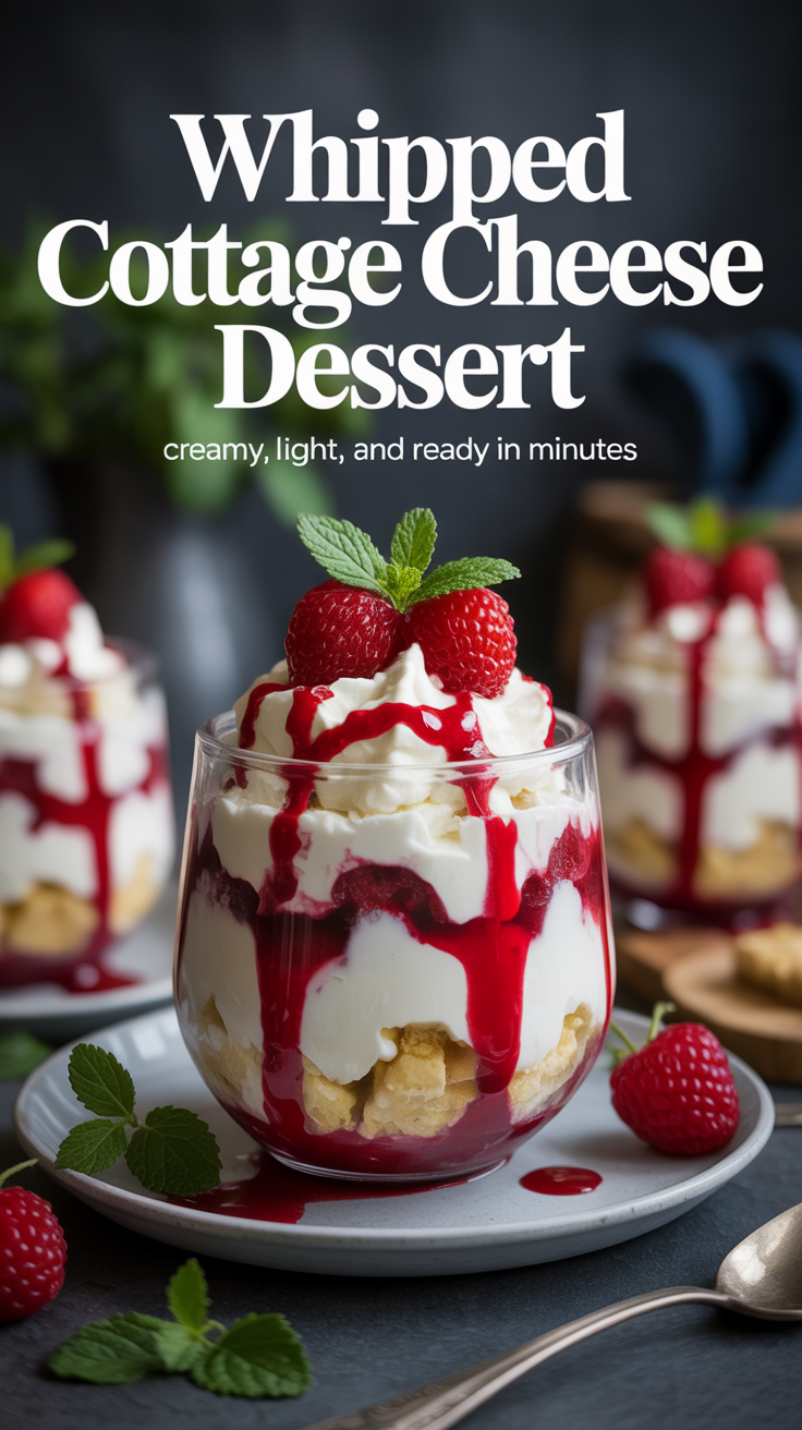Pinterest pin for Whipped Cottage Cheese Dessert - Creamy, Light, and Ready in Minutes