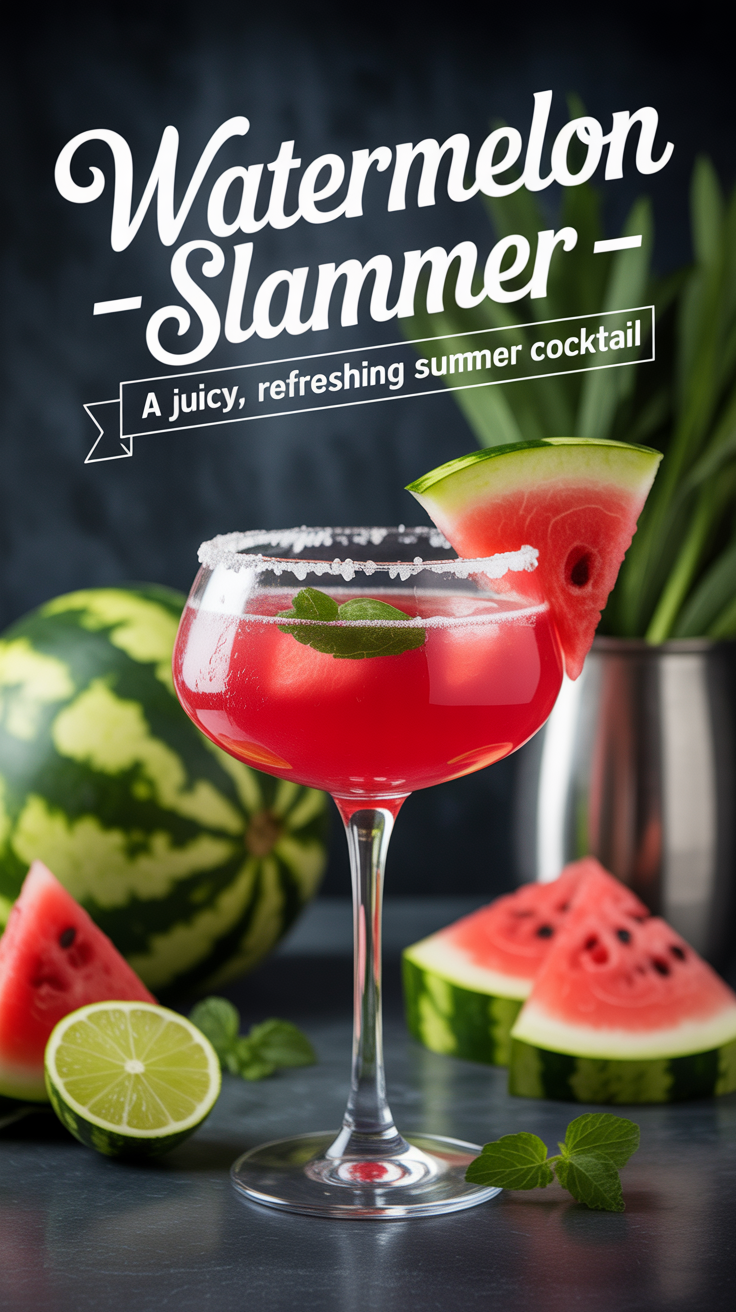 Pinterest pin for Watermelon Slammer - A Juicy, Refreshing Summer Cocktail
