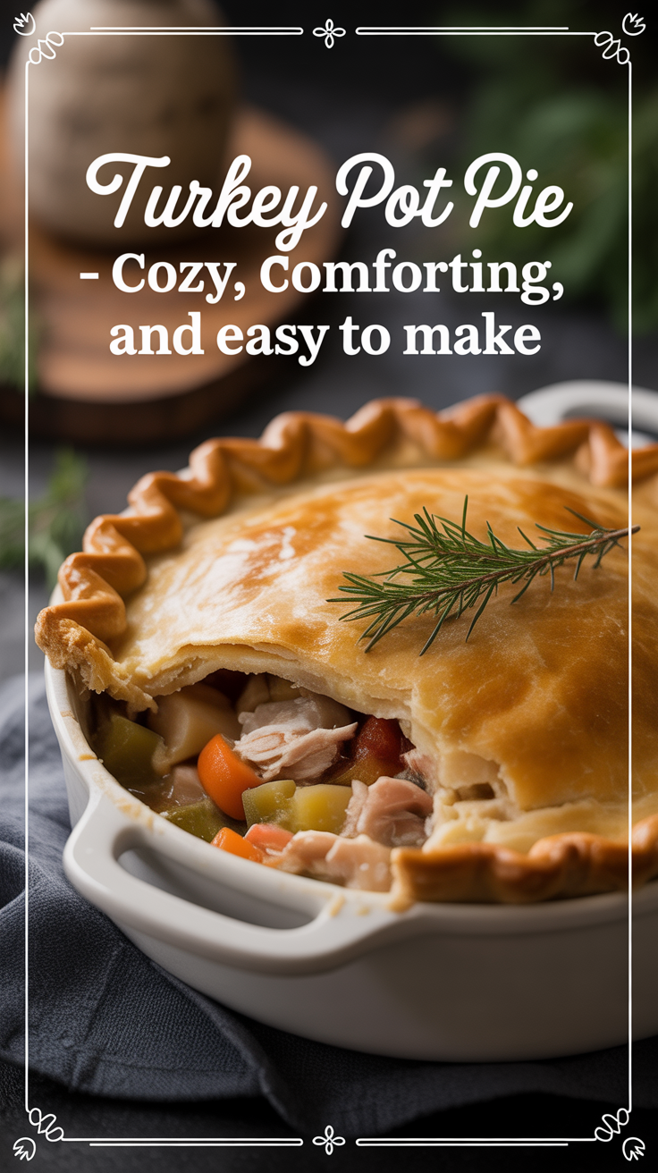 Pinterest pin for Turkey Pot Pie - Cozy, Comforting, and Easy to Make
