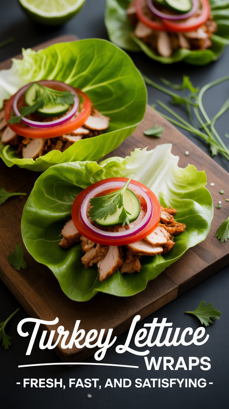 Pinterest pin for Turkey Lettuce Wraps - Fresh, Fast, and Satisfying