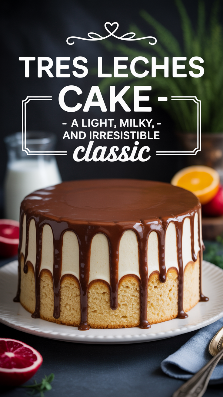 Pinterest pin for Tres Leches Cake - A Light, Milky, and Irresistible Classic