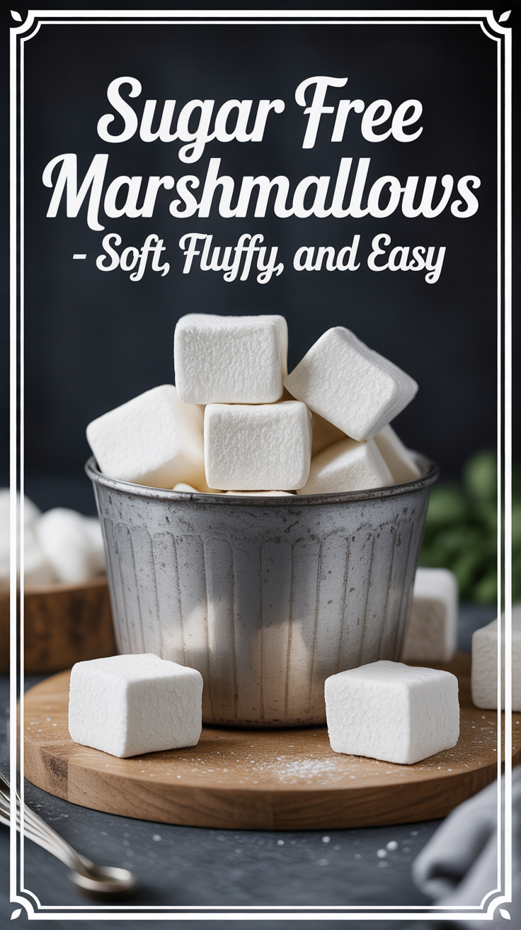 Pinterest pin for Sugar Free Marshmallows - Soft, Fluffy, and Easy
