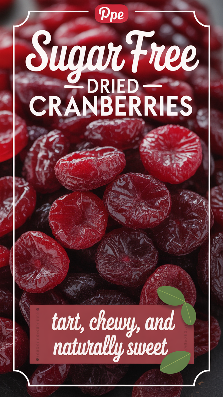 Pinterest pin for Sugar Free Dried Cranberries - Tart, Chewy, and Naturally Sweet