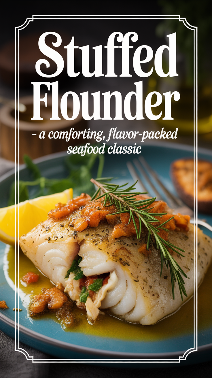 Pinterest pin for Stuffed Flounder - A Comforting, Flavor-Packed Seafood Classic