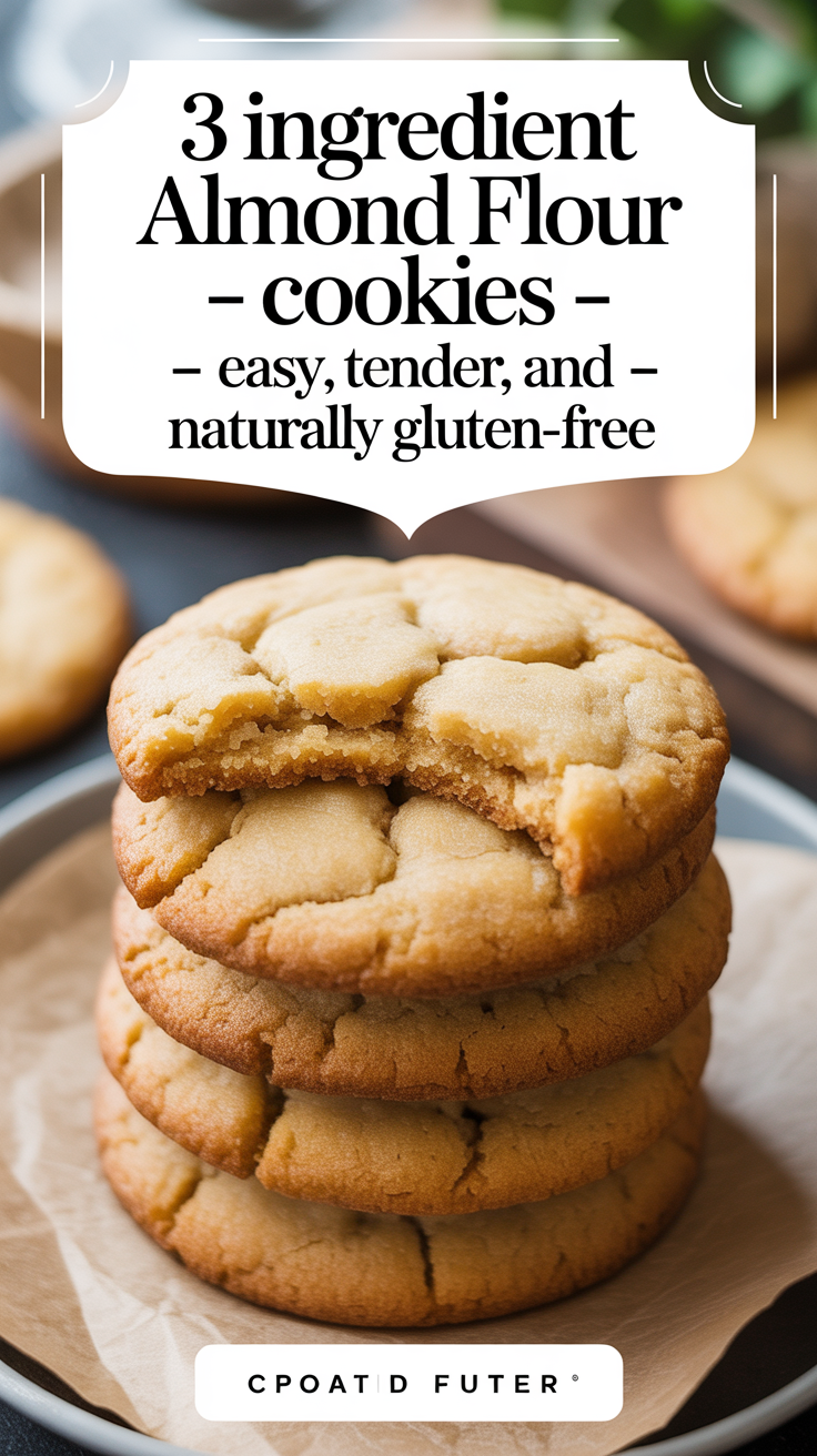 Pinterest pin for 3 Ingredient Almond Flour Cookies - Easy, Tender, and Naturally Gluten-Free