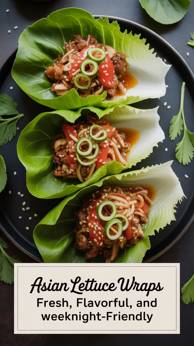 Pinterest pin for Asian Lettuce Wraps - Fresh, Flavorful, and Weeknight-Friendly