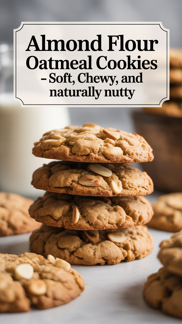 Pinterest pin for Almond Flour Oatmeal Cookies – Soft, Chewy, and Naturally Nutty