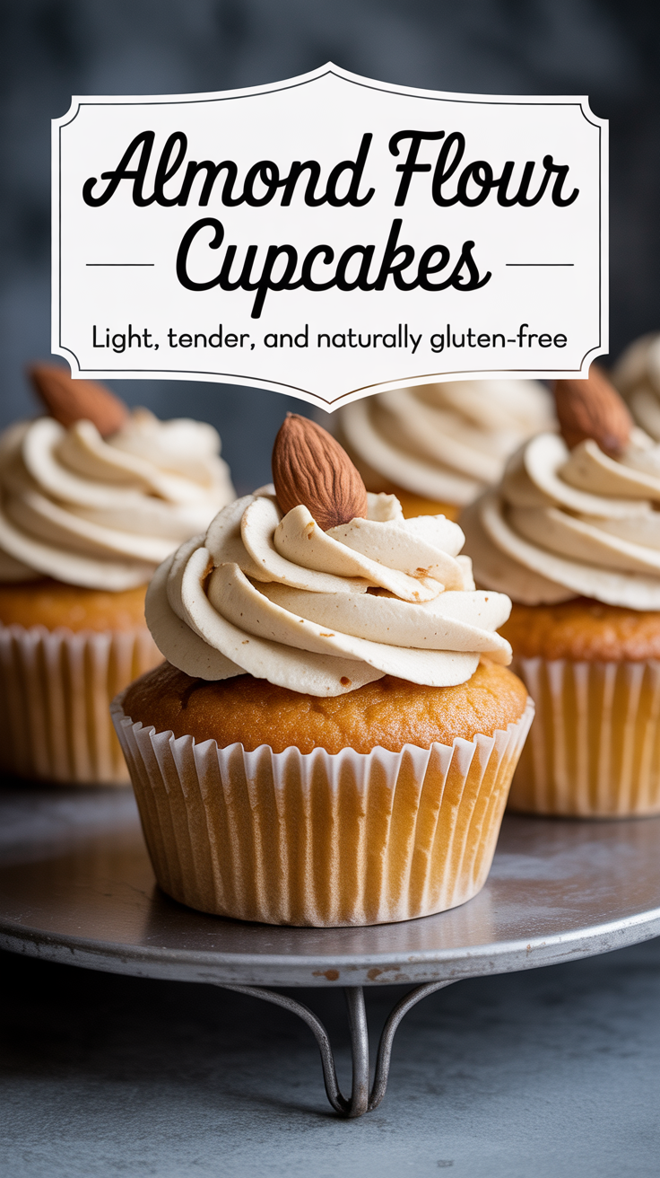 Pinterest pin for Almond Flour Cupcakes – Light, Tender, and Naturally Gluten-Free