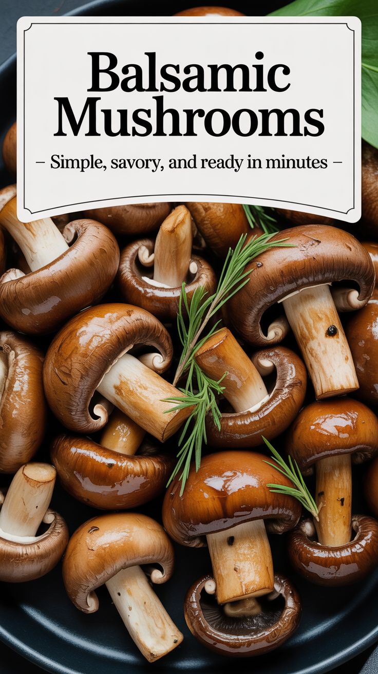 Pinterest pin for Balsamic Mushrooms - Simple, Savory, and Ready in Minutes