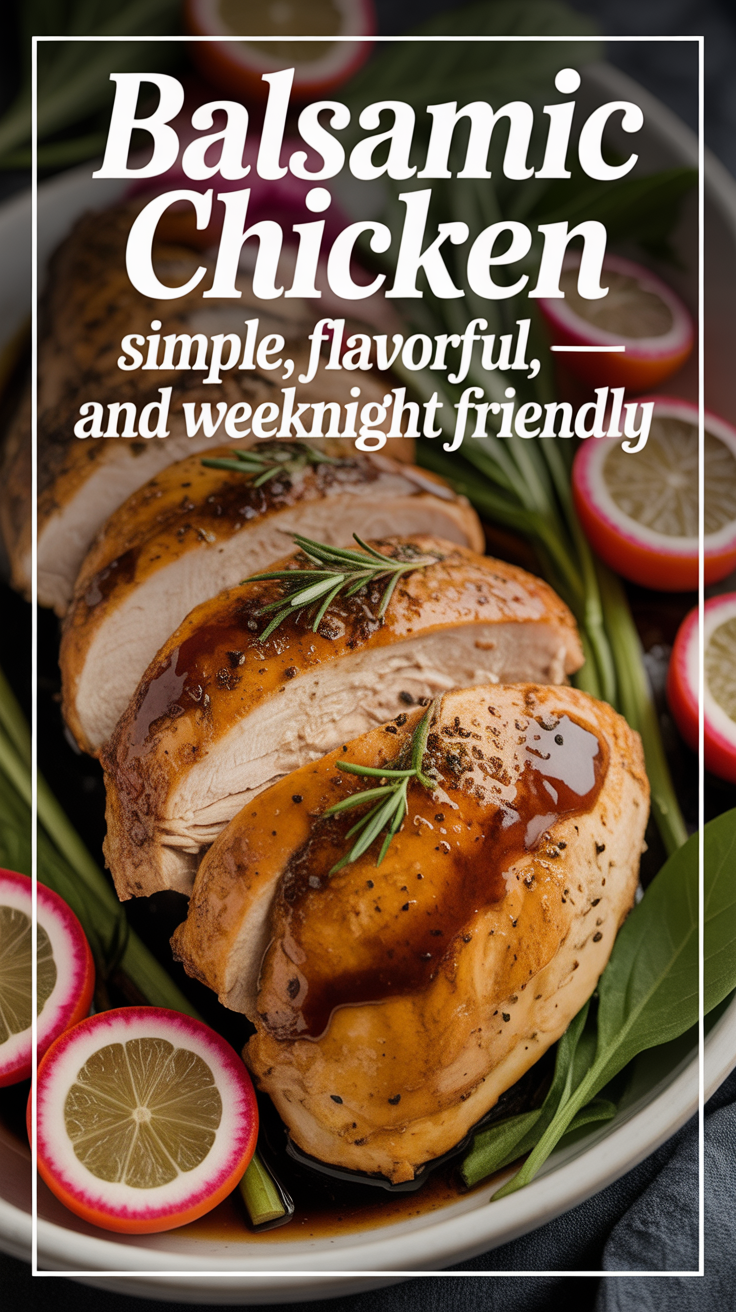 Pinterest pin for Balsamic Chicken - Simple, Flavorful, and Weeknight Friendly