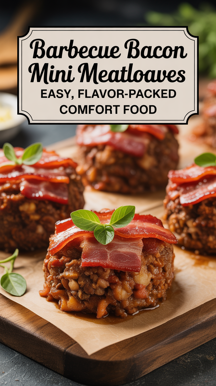 Pinterest pin for Barbecue Bacon Mini Meatloaves - Easy, Flavor-Packed Comfort Food