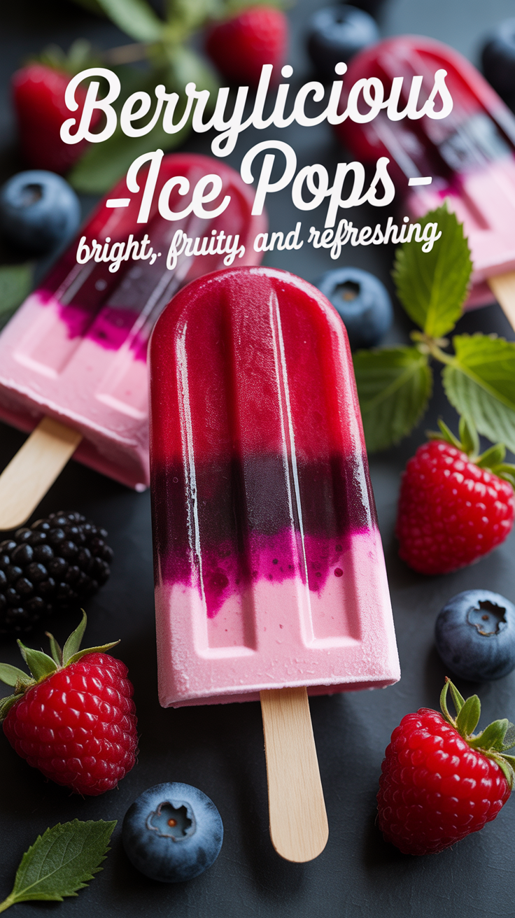 Pinterest pin for Berrylicious Ice Pops - Bright, Fruity, and Refreshing
