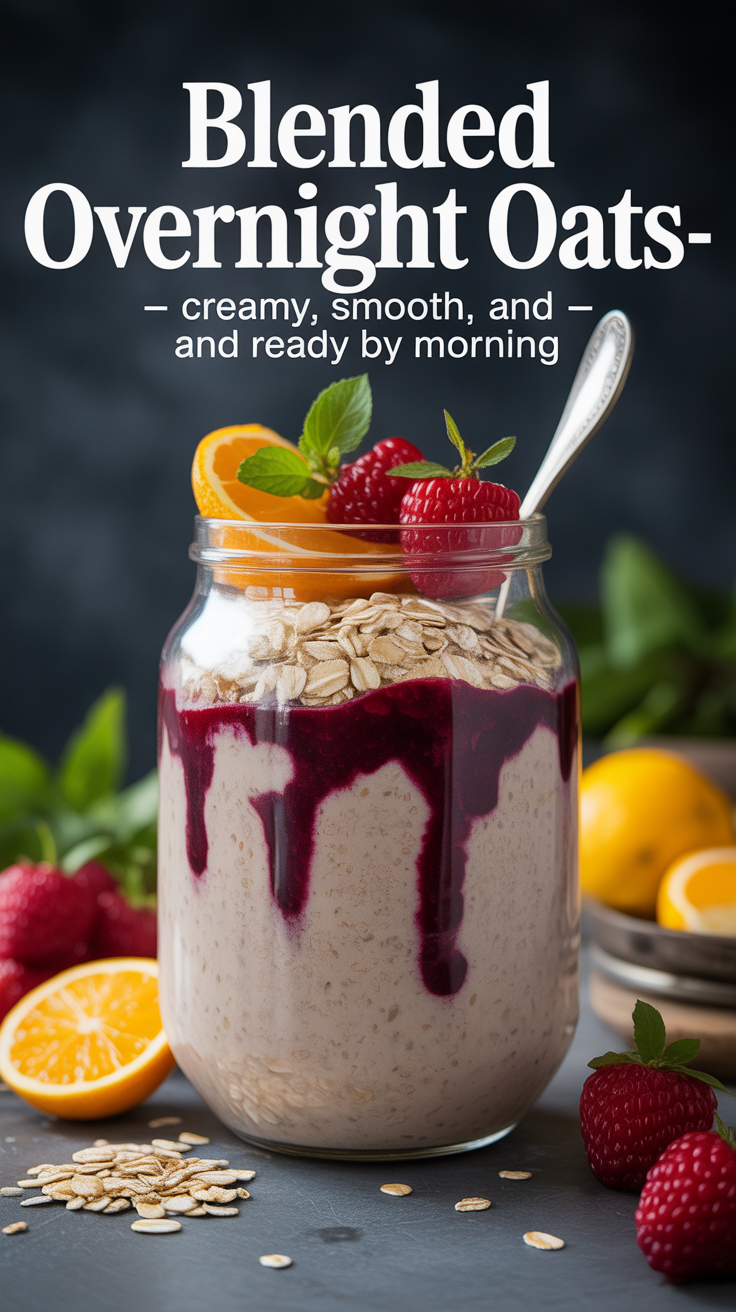 Pinterest pin for Blended Overnight Oats - Creamy, Smooth, and Ready by Morning