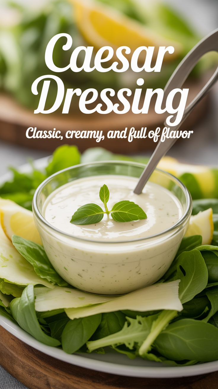 Pinterest pin for Caesar Dressing - Classic, Creamy, and Full of Flavor