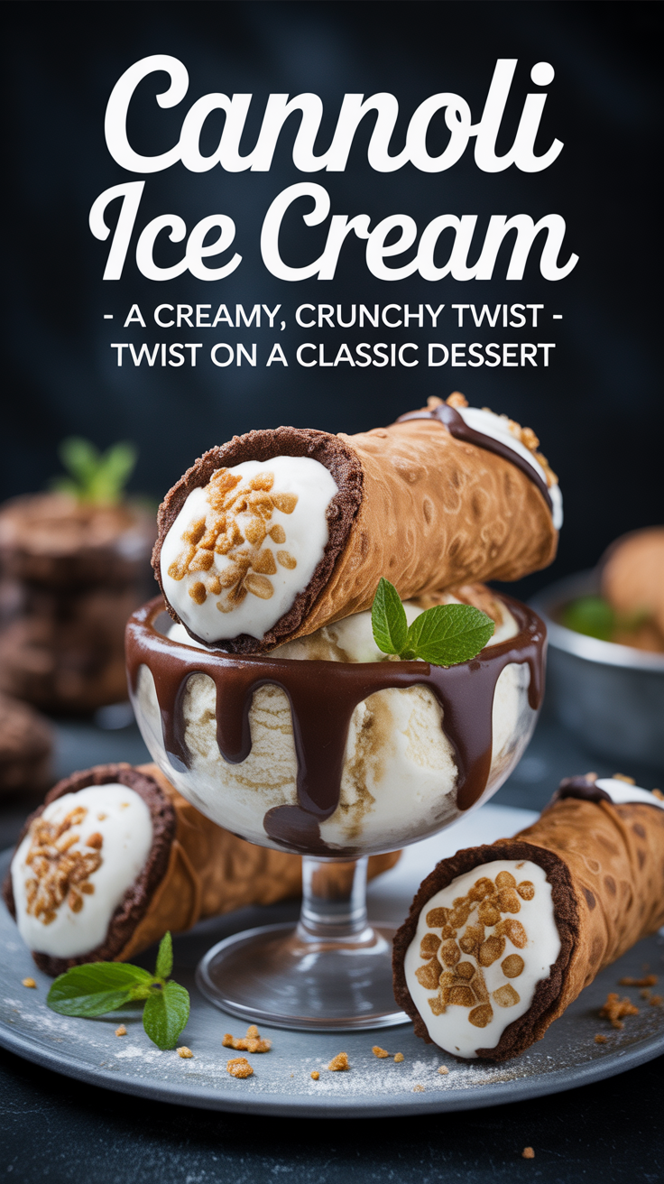 Pinterest pin for Cannoli Ice Cream - A Creamy, Crunchy Twist on a Classic Dessert