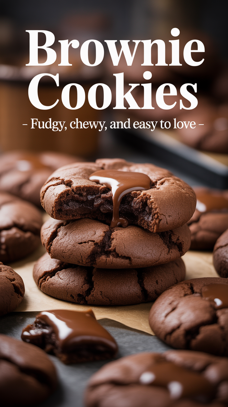 Pinterest pin for Brownie Cookies - Fudgy, Chewy, and Easy to Love