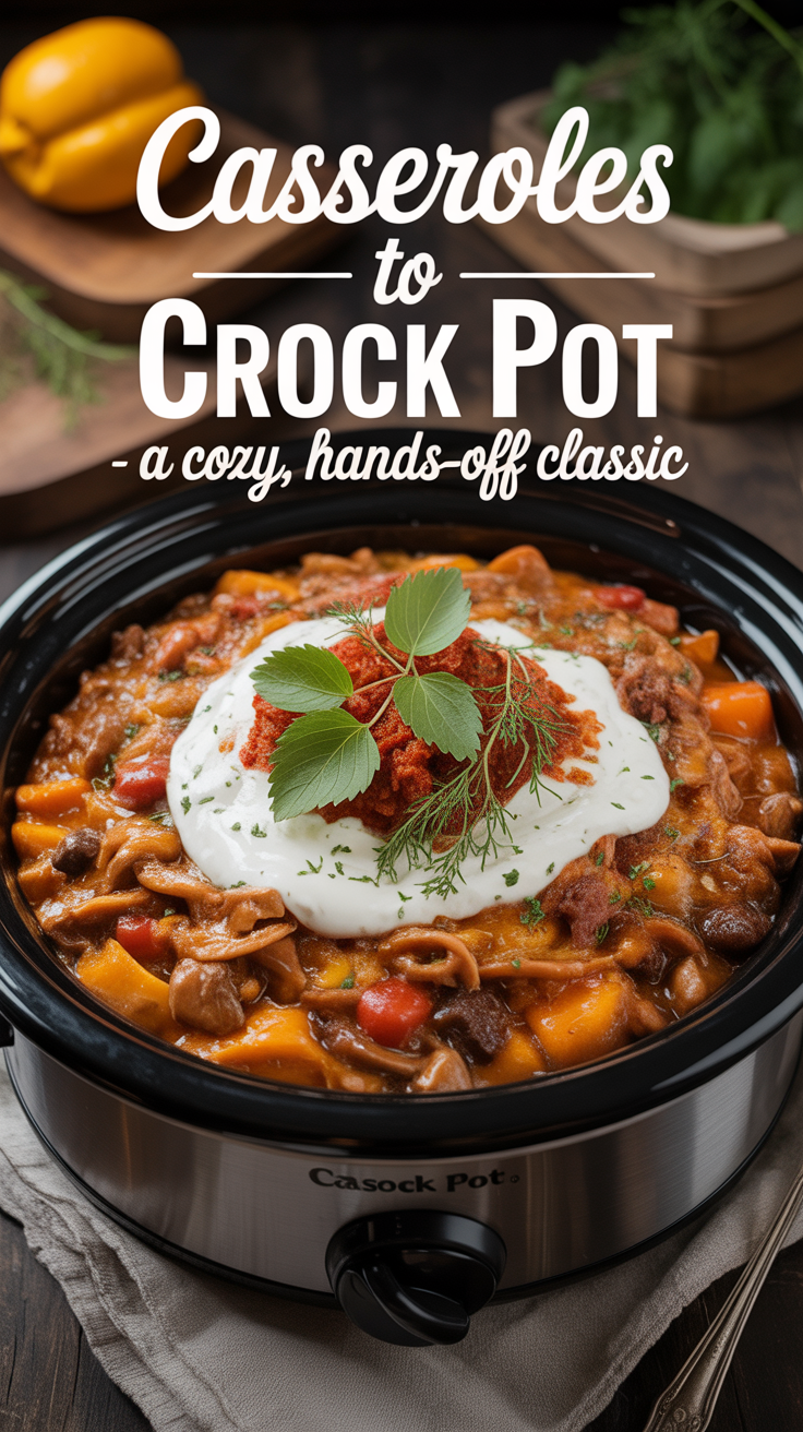 Pinterest pin for Casseroles To Crock Pot - A Cozy, Hands-Off Classic