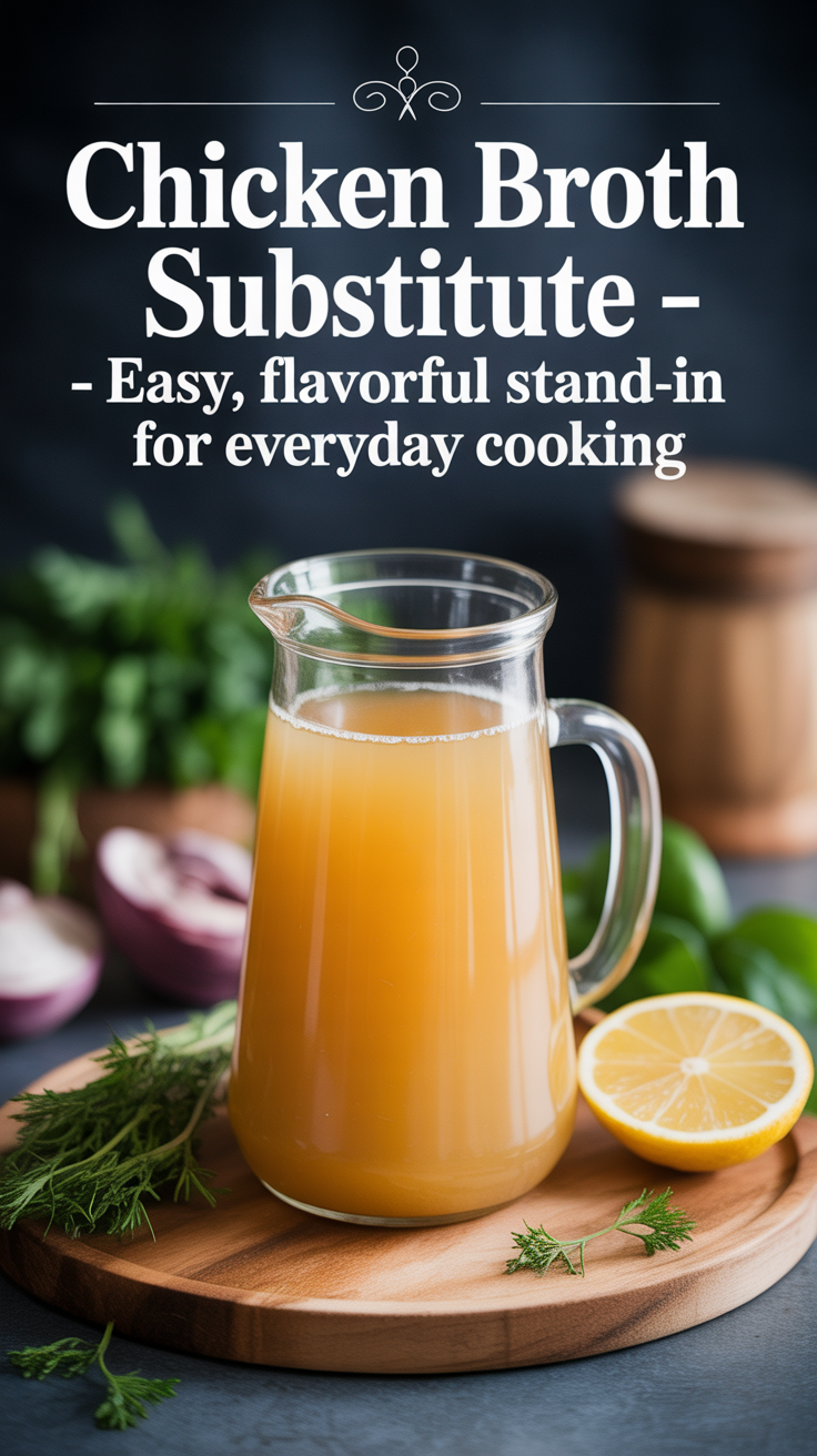 Pinterest pin for Chicken Broth Substitute - Easy, Flavorful Stand-In for Everyday Cooking